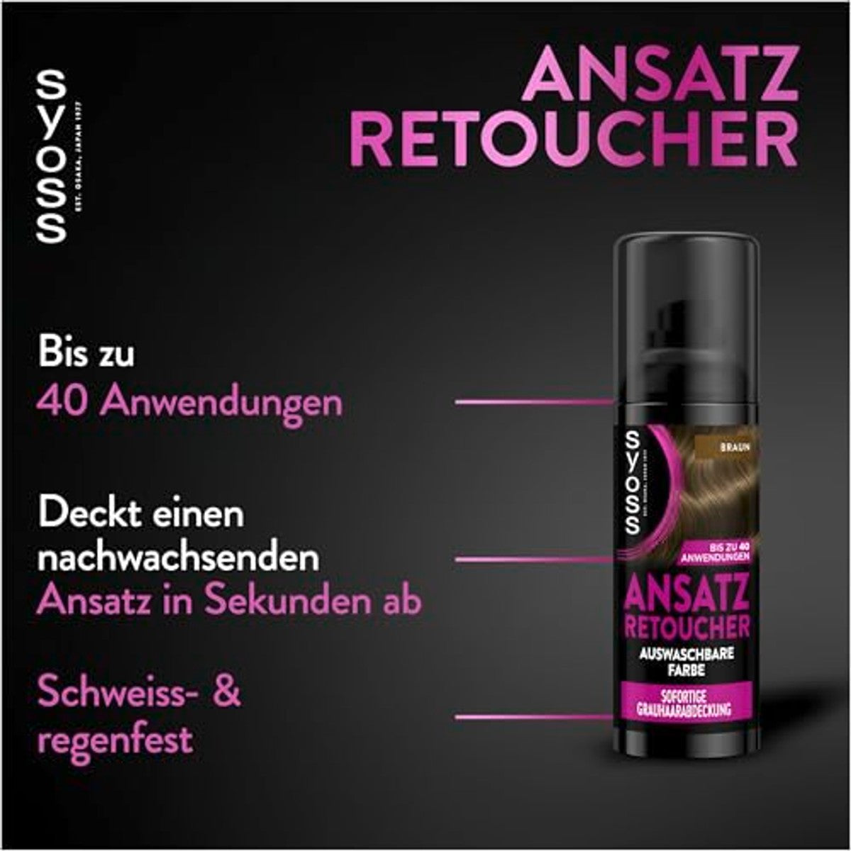 Syoss Ansatz Retoucher kasierspray bruin 120 ml – Syoss