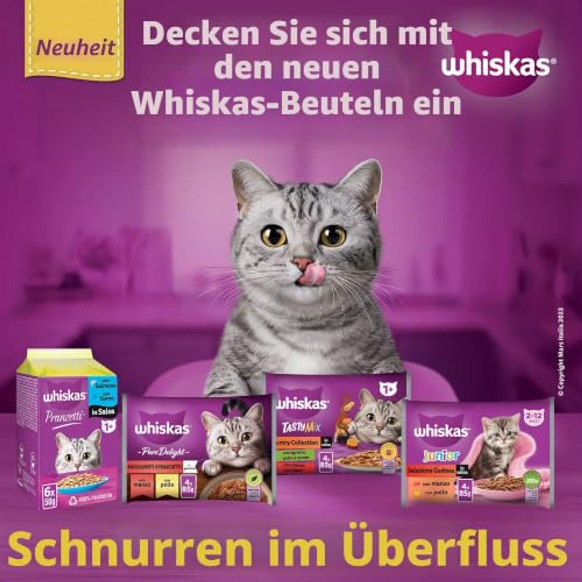 Whiskas Lunch natvoer kattenvoer vlees wit senior 72 x 50 g - 3-pack