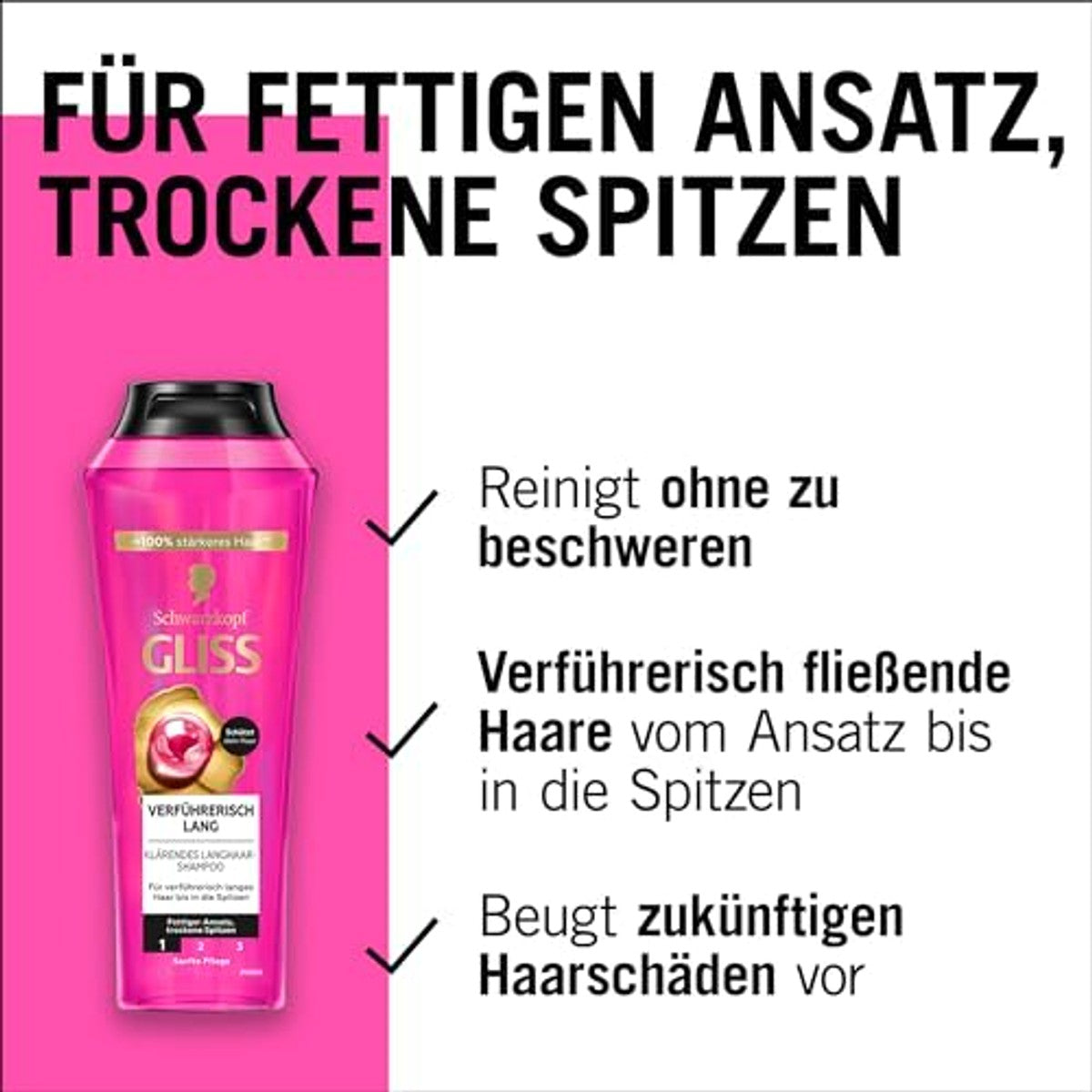 Gliss Verleidelijk lang shampoo 250 ml (4 stuks) – Gliss
