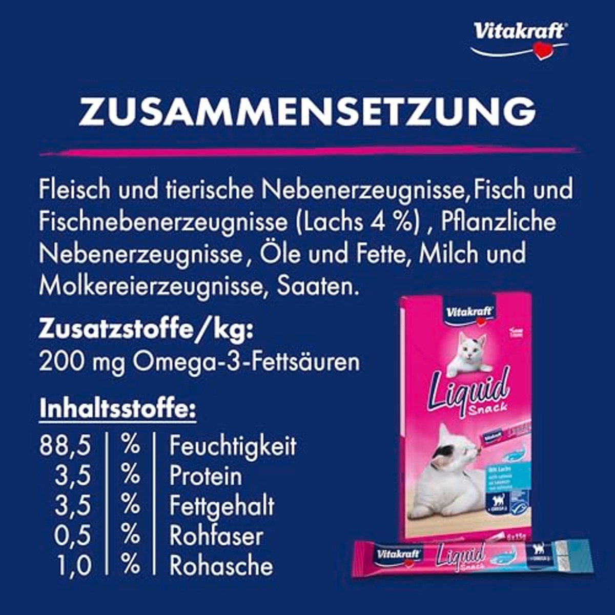 Vitakraft Vloeibare Snack kattensnack zalm 6 x 15 g - 6-pack