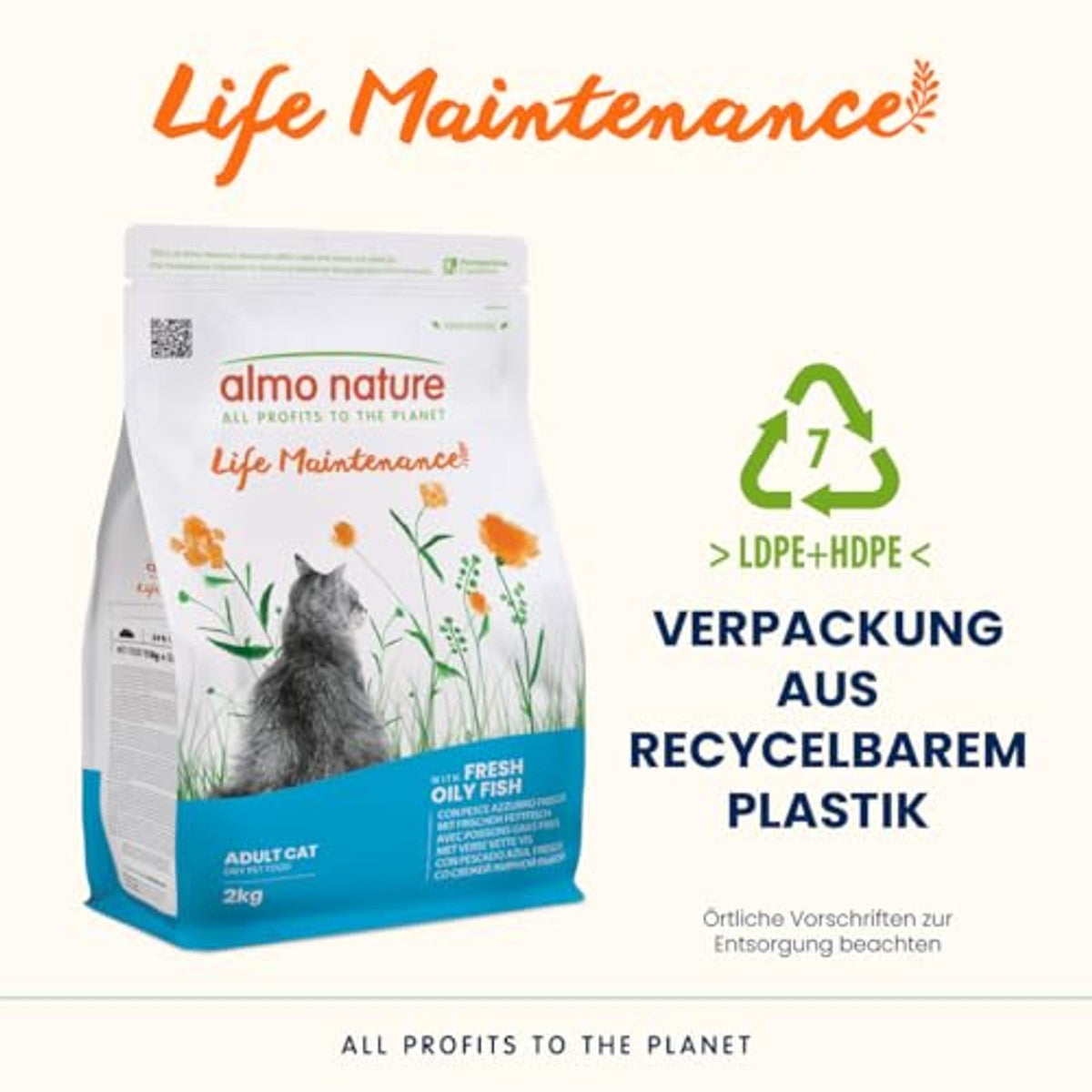 Almo Nature Holistic Maintenance Droogvoer voor Katten Witte Vis en Rijst 2 kg - 3-pack