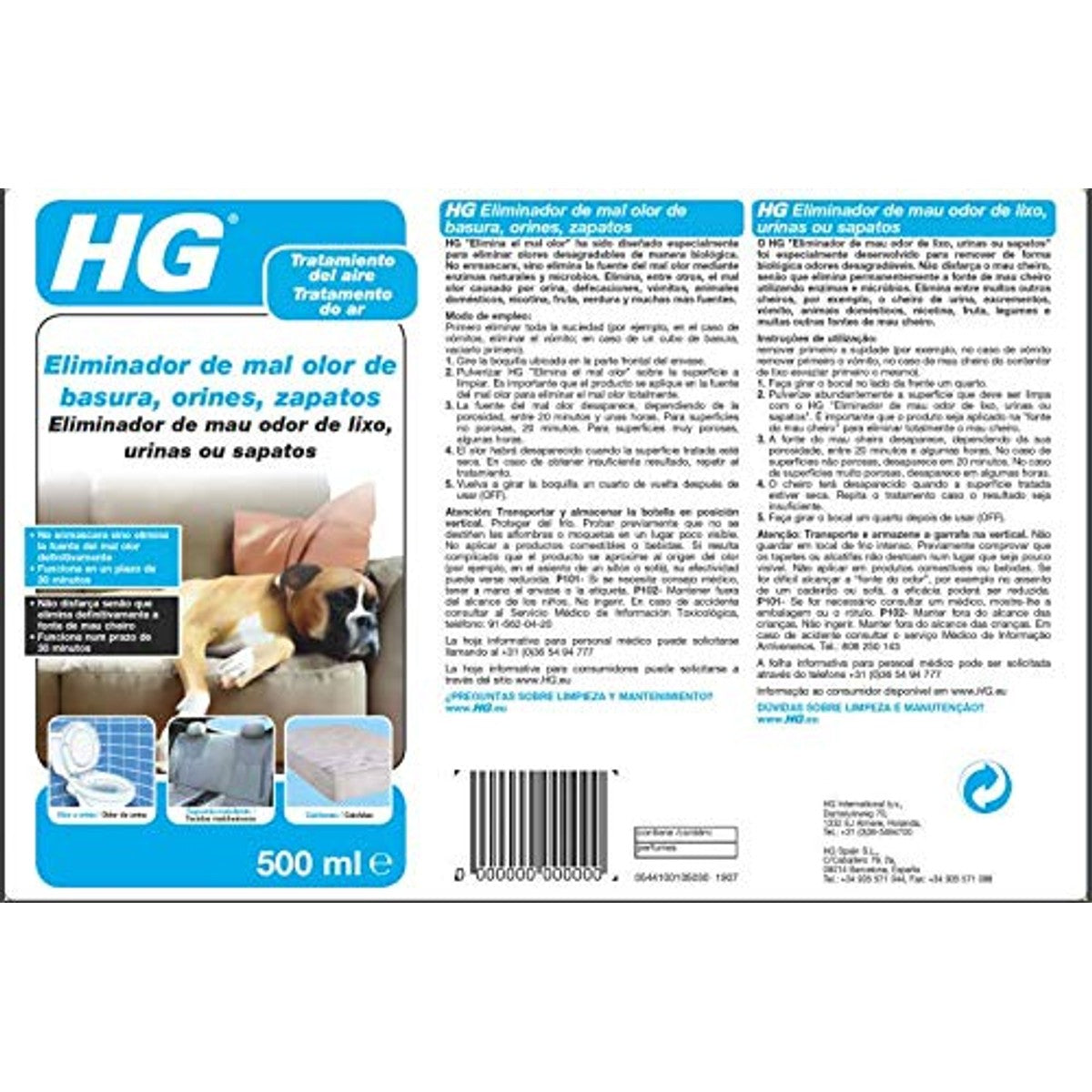 HG Multifunctionele geurverwijderaar spray 3 x 500 ml - Voordeelverpakking