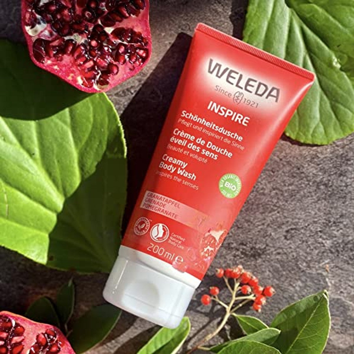 Weleda Bio Inspire Douchegel Granaatappel Sinaasappel-Vanille 2 x 200 ml - 6-pack