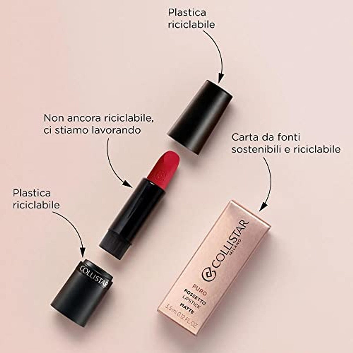 Collistar Puro Lippenstift Mat nr. 112 Iris Fiorentino 3,5 ml - 3-pack