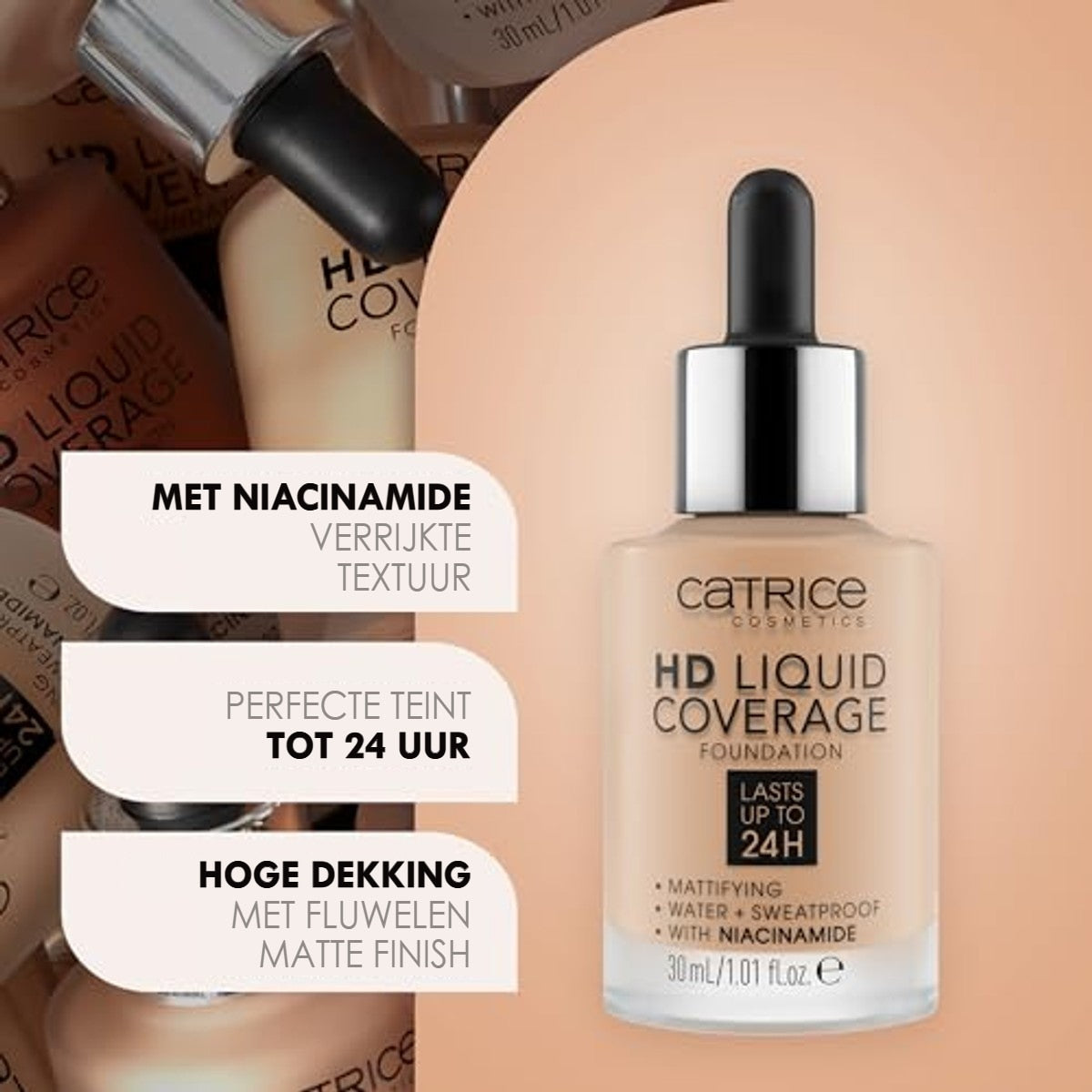 Catrice foundation hoge dekking 010 licht beige 30 ml - 3-pack – foto 5