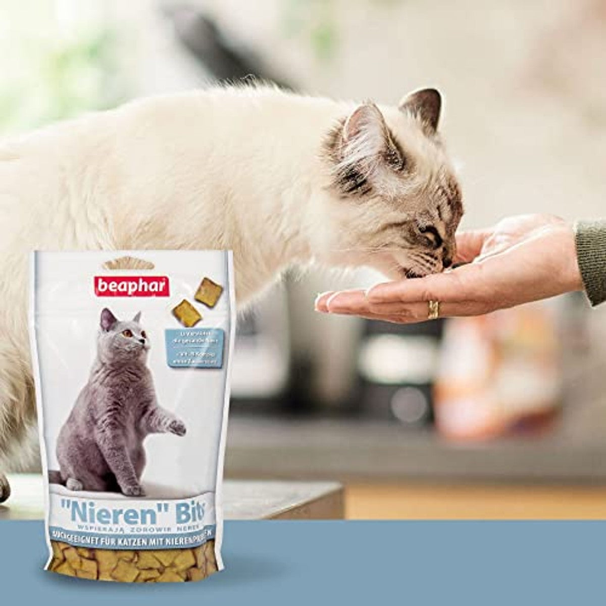 BEAPHAR Nierbits, voor katten, laag natrium- en fosforgehalte, hoogwaardig eiwitgehalte, ondersteunt gezonde nieren, verbetert de algemene gezondheid, 150 g – beaphar