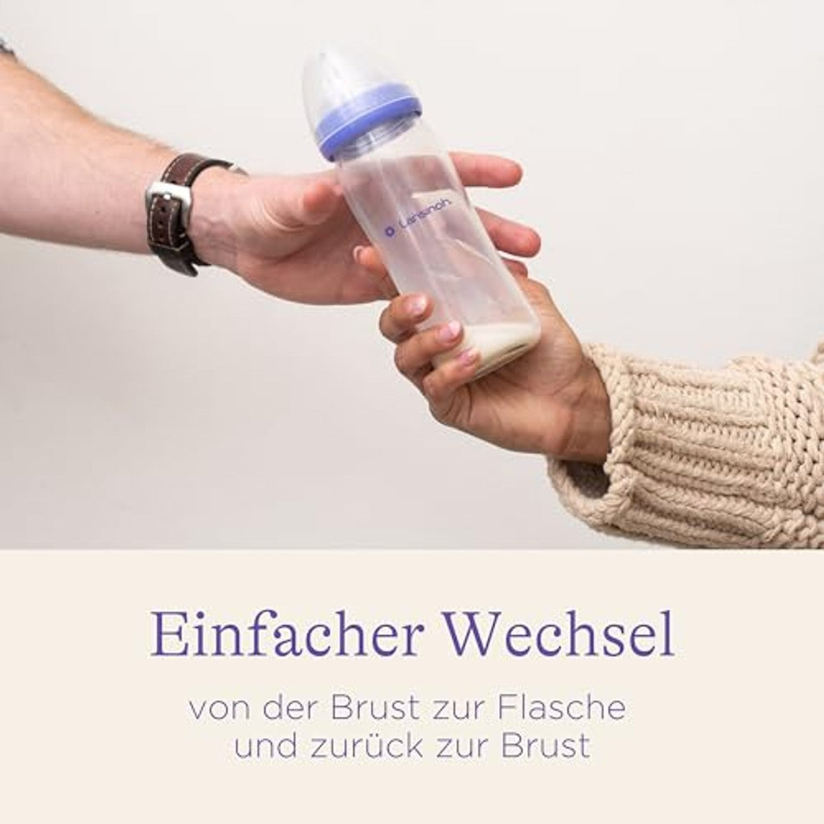 Lansinoh drinkfles met brede hals en NaturalWave-speen. glas. – Lansinoh