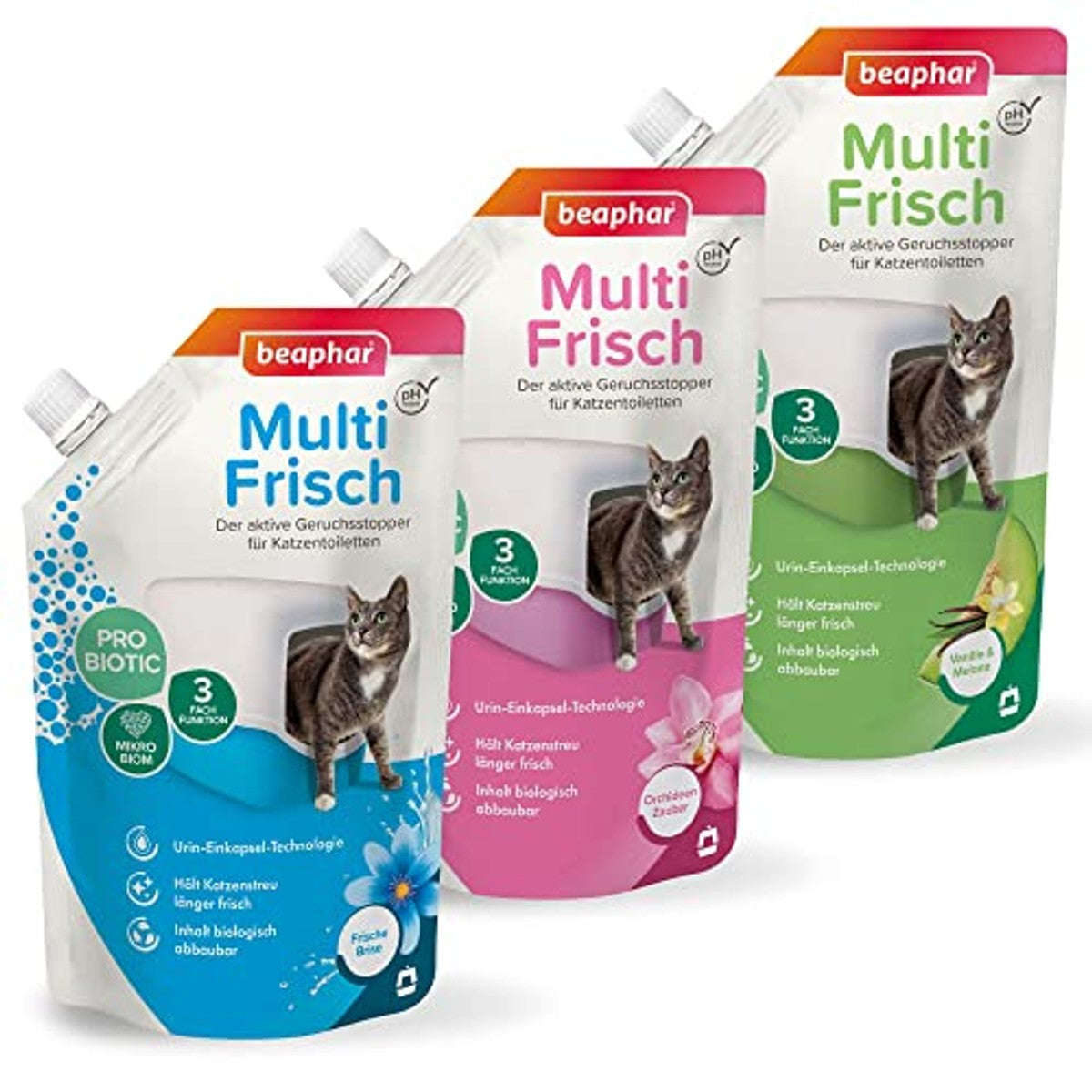 Beaphar Multi Fresh kattenbakverfrisser frisse bries 400 g - 3-pack