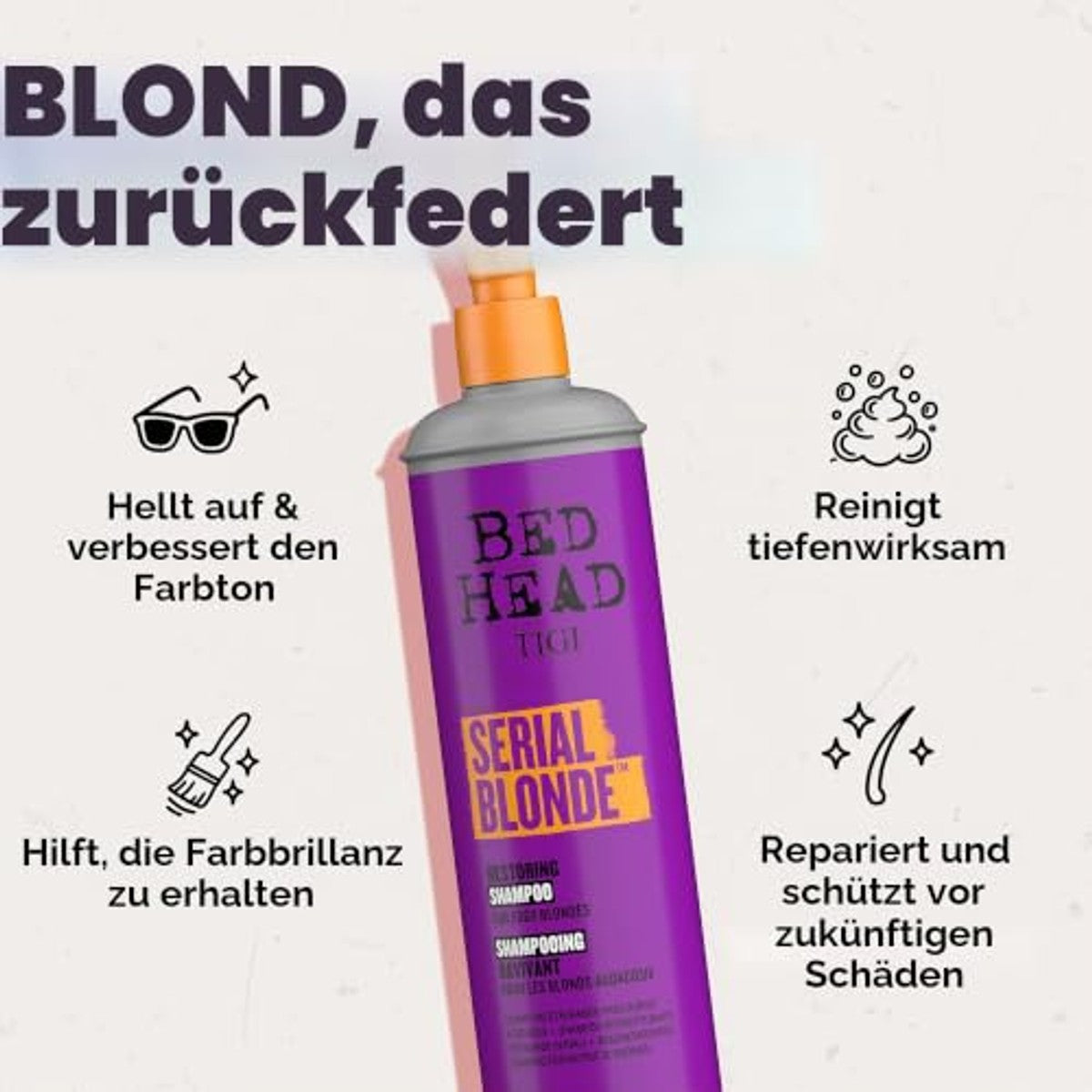Bed Head by TIGI Serial Blonde Shampoo, dieptereinigend, 600 ml – TIGI
