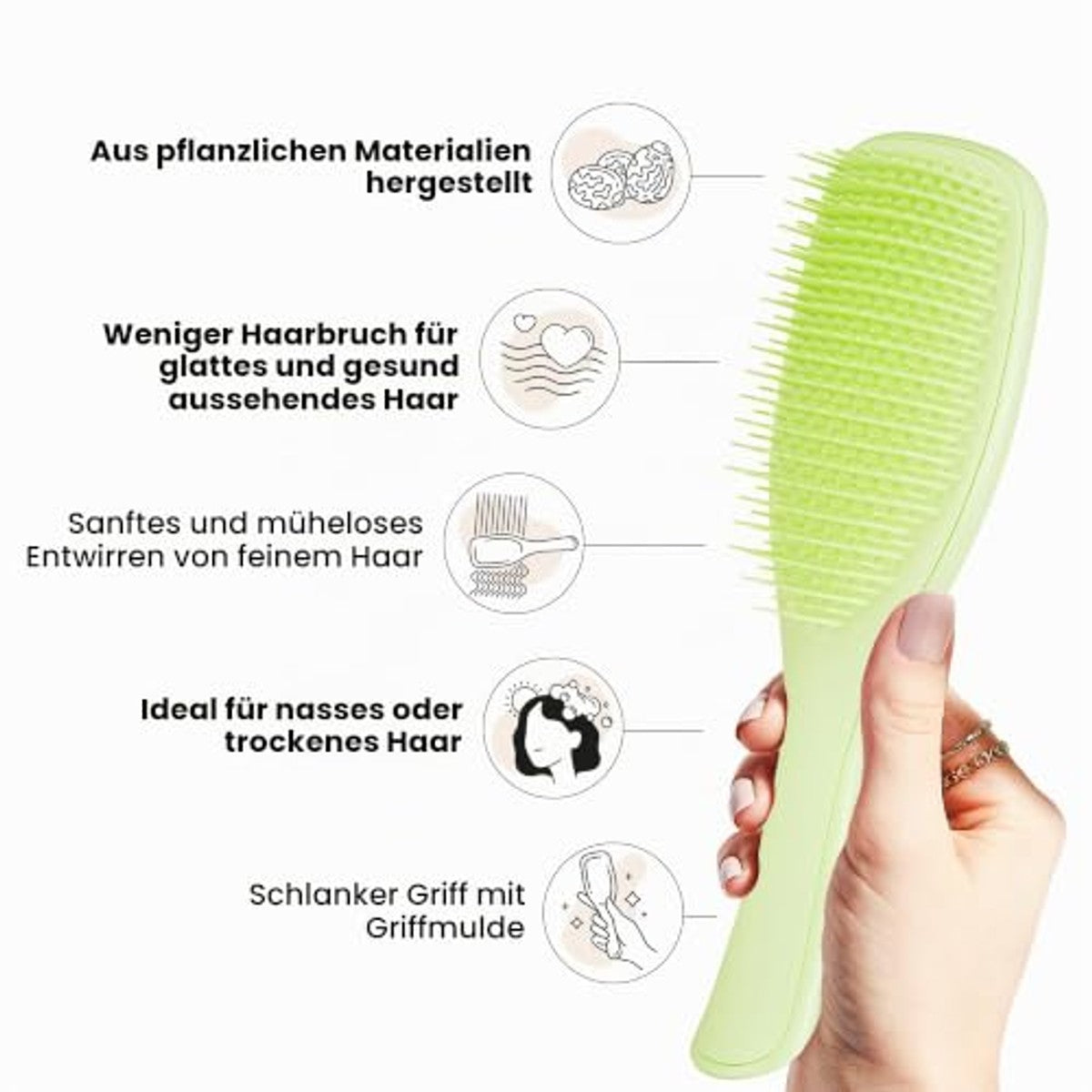 Tangle Teezer Ultimate Detangler op plantaardige basis, ontwarrende borstel voor gekleurd en fijn haar, flexibele tweetraps borstelharen verminderen haarbreuk, zacht voor gevoelig haar, koele matcha – Tangle Teezer