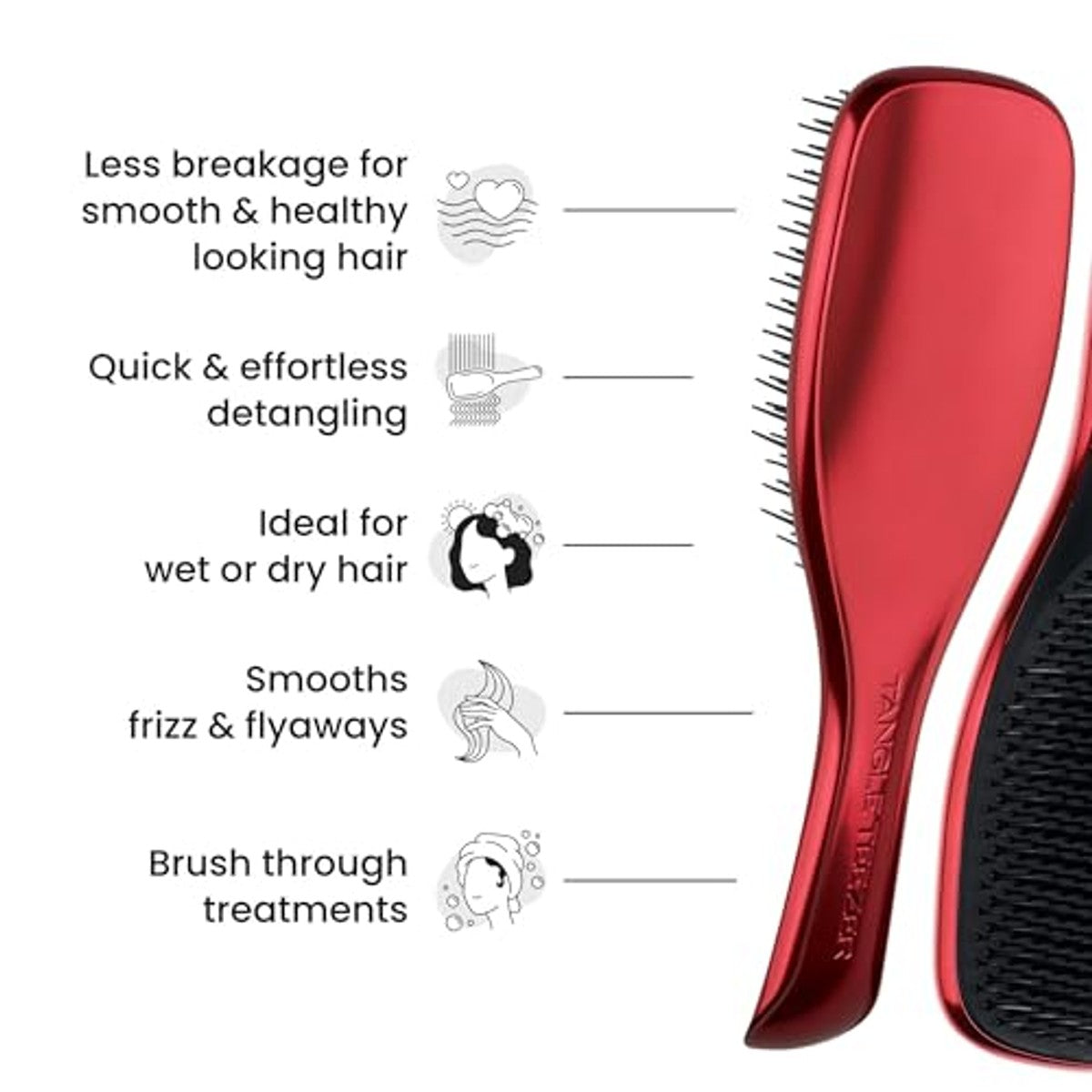Tangle Teezer x The Devil Wears Prada Ultimate Detangler haarborstel, nat en droog haar, ontwarringsborstel voor alle haartypes, tweetraps borstelharen verminderen haarbreuk en knopen, rode chromen – Tangle Teezer