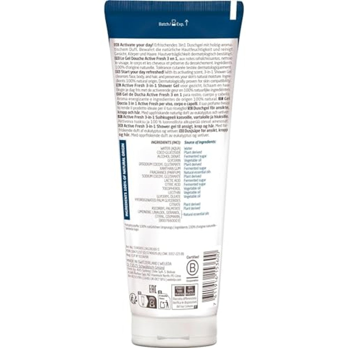 Weleda Douchegel voor Mannen Active Fresh 200 ml