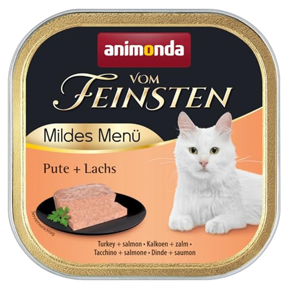 animonda vom Feinsten Kattenvoer Mildes Menu, milde diversiteit (32 x 100 g | Graanvrij kattenvoer nat zonder suiker, gemakkelijk verteerbaar kattenvoer met kalkoenvlees zonder inkepingen – animonda Vom Feinsten