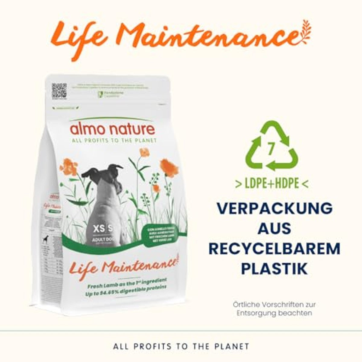 Almo Nature Life Maintenance Droogvoer Hond Lam XS-S 2 kg - 3-pack