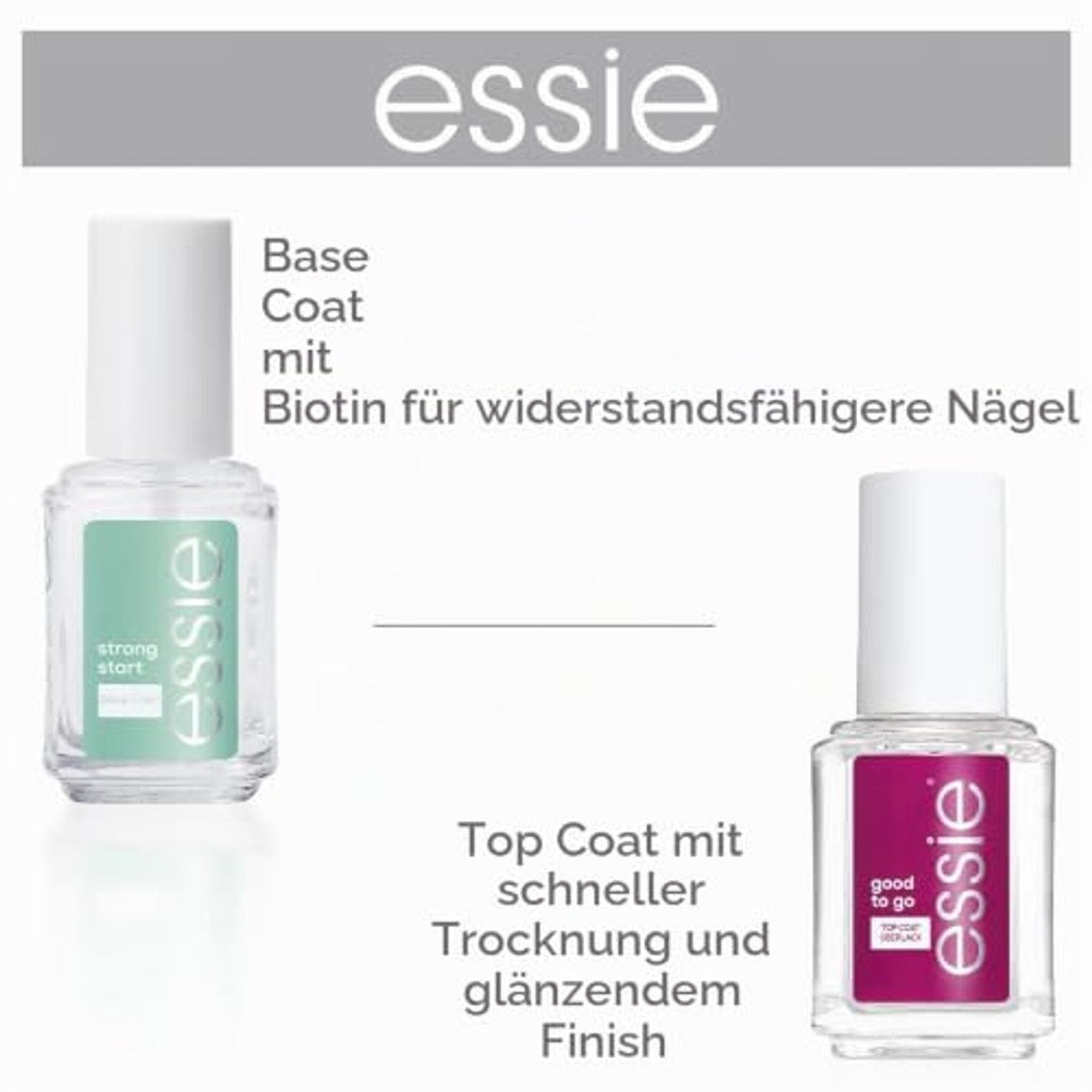 essie Routine Set (onderlak strong start, topcoat good to go), exclusieve nagellak: hoogwaardig, duurzaam en kleurintensief (verpakking van 2) – essie
