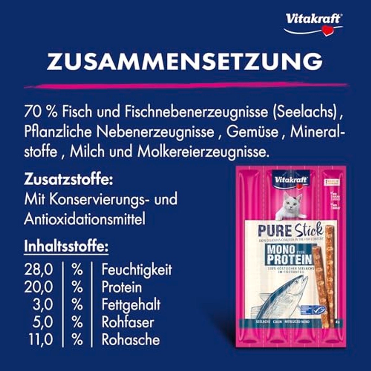 Vitakraft Pure Stick kattensnack koolvis 20 x 20 g – foto 5
