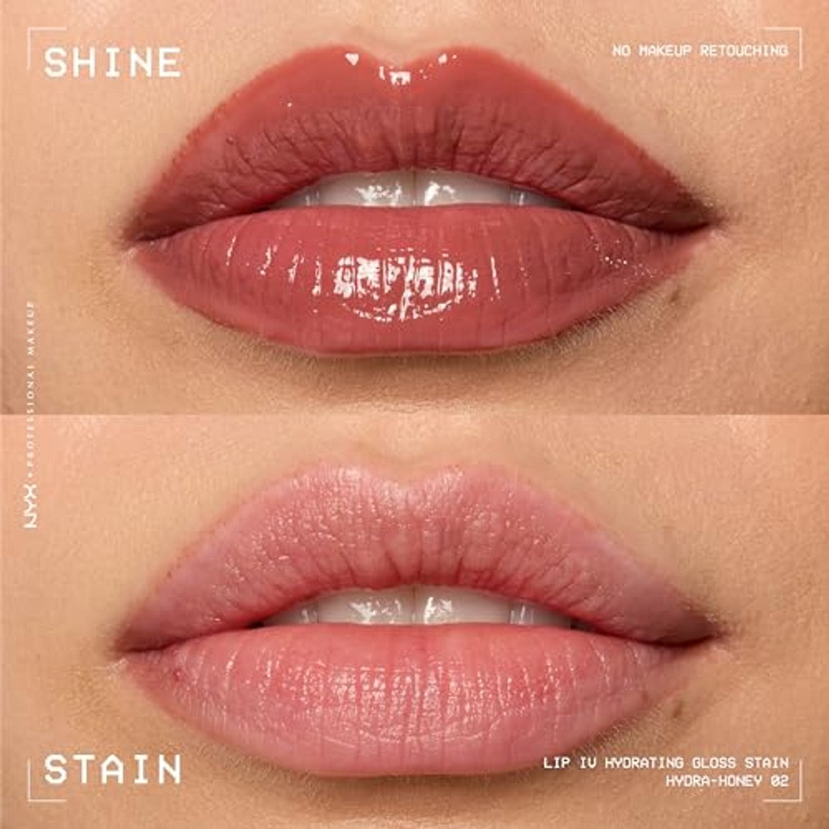 NYX Professional Makeup Hydraterende lipgloss en lipstain, 2-in-1, tot 12 uur verzorging, Lip IV Hydrating Gloss Stain, langdurige liptint, kleur: Hydra Honey – NYX PROFESSIONAL MAKEUP