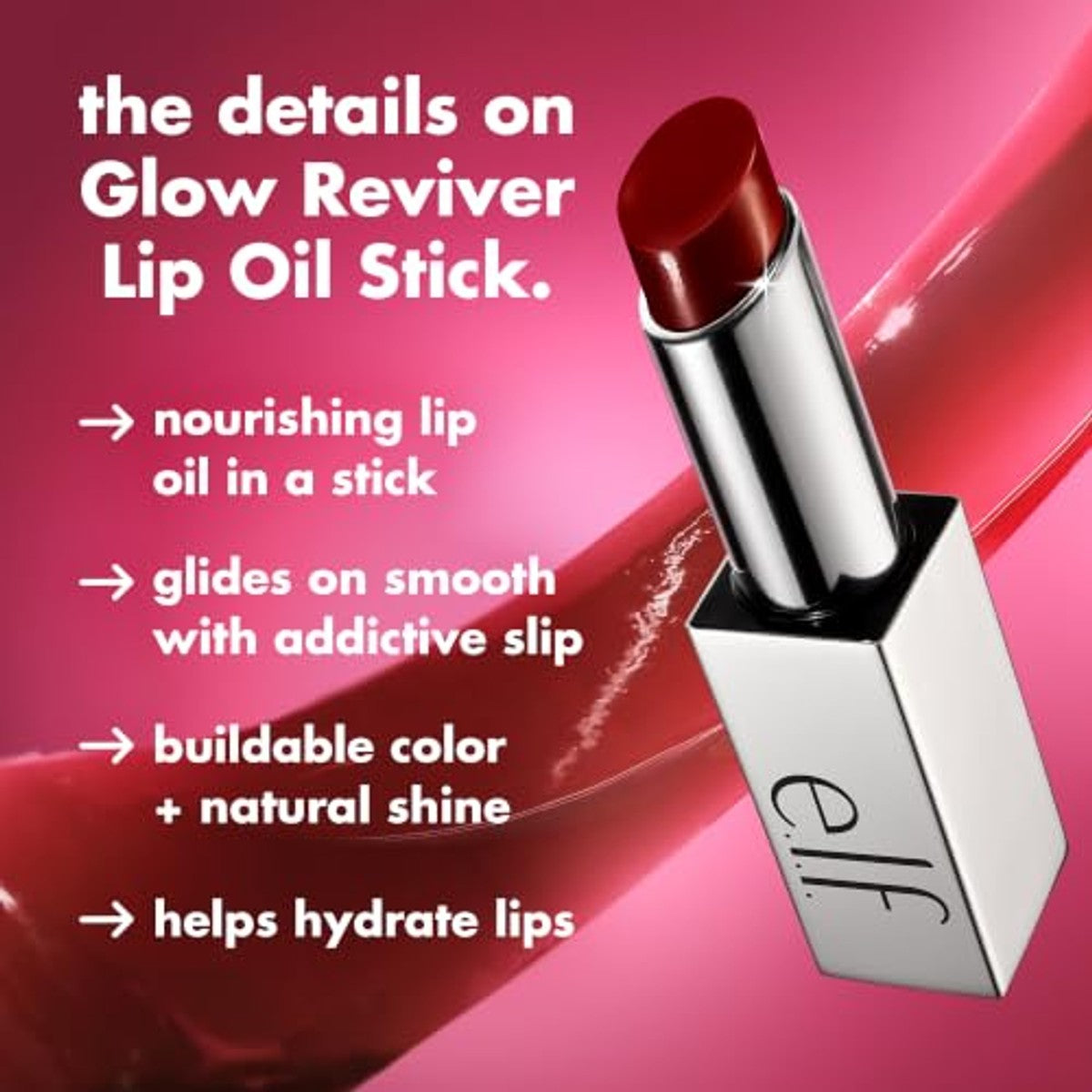e.l.f. Glow Reviver Lip Oil Stick, getinte lippenolie, niet klevend en hydraterend voor een zacht glanzende afwerking, veganistisch en dierproefvrij, Jam Packed | Getint, niet klevend en hydraterend voor een zachte glansafwerking – e.l.f.
