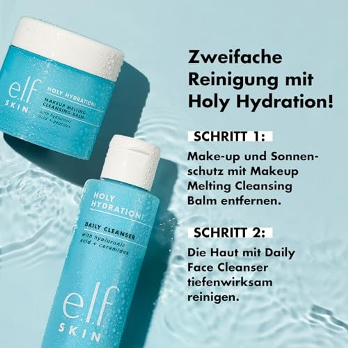 e.l.f. SKIN Holy Hydration! Make-up smeltende reinigingsbalsem, gezichtsreiniger en make-up remover, verrijkt met hyaluronzuur, veganistisch en dierproefvrij, 56,5 g – e.l.f.