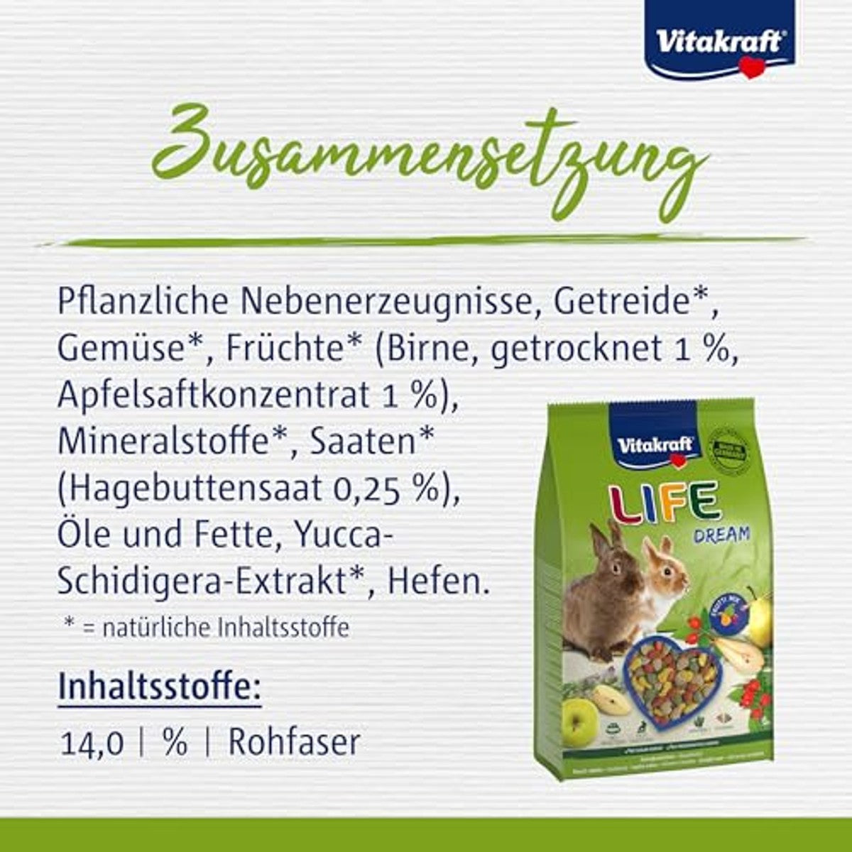 Vitakraft Life Dream knaagdiervoer peer, appel & rozenbottel 1 x 1,8 kg - 3-pack