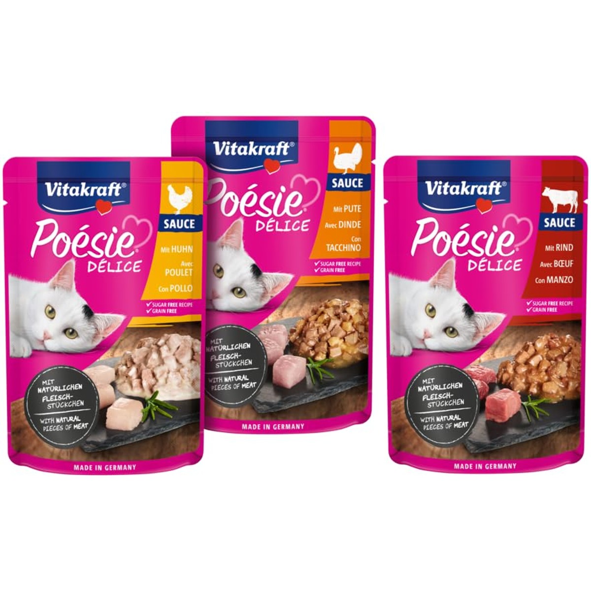 Vitakraft Poésie Délice natvoer kattenvoer saus mix 6 x 85 g - 3-pack