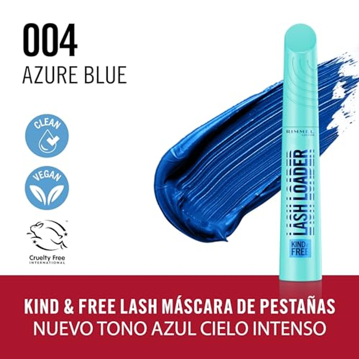 Rimmel London Kind & Free Lash Loader Mascara, Azure Blue, Volumegevende Mascara, veegvast, klontert niet, veganistische formule, 9,5 ml – Rimmel London