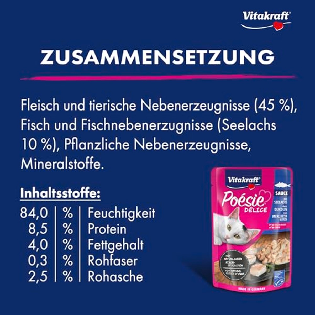 Vitakraft Poésie Deli Sauce natvoer kattenvoer koolvis 23 x 85 g - 6-pack