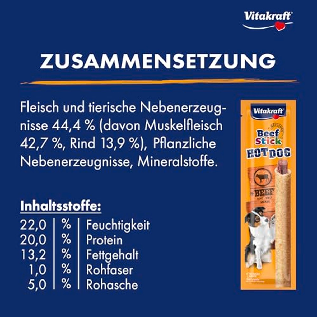 Vitakraft Beef Stick Hot Dog hondensnack rundvlees 1 x 30 g - 3-pack
