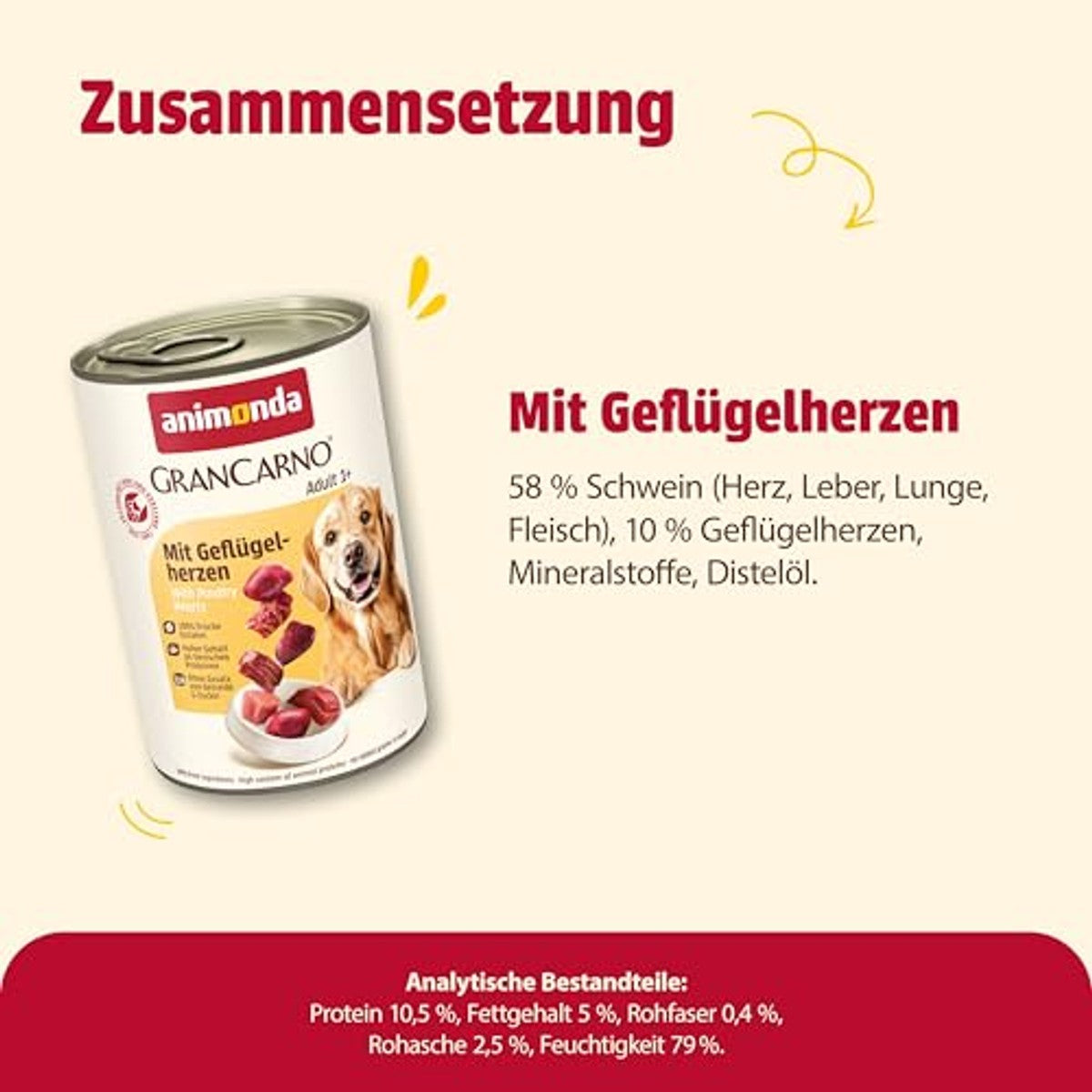 Animonda Grancarno Adult natvoer hondenvoer gevogelte 6 x 400 g - 3-pack