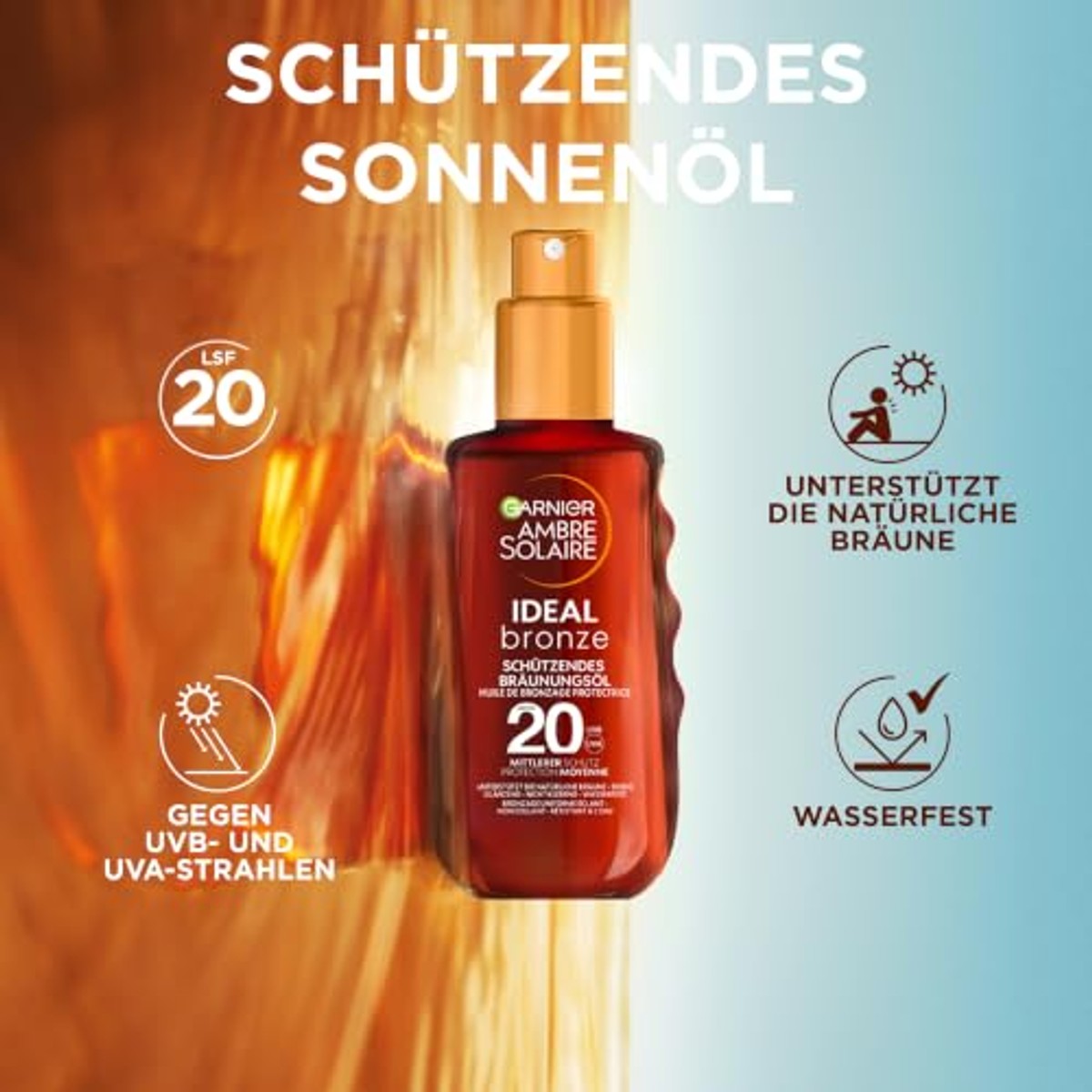 Garnier Ambre Solaire Ideal Bronze Zonneolie LSF20 6 x 150 ml - Voordeelverpakking