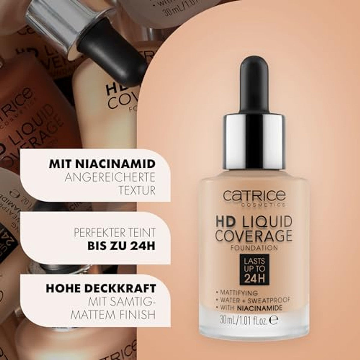 Catrice Cosmetics HD Liquid Coverage foundation 020 rose beige - 6-pack