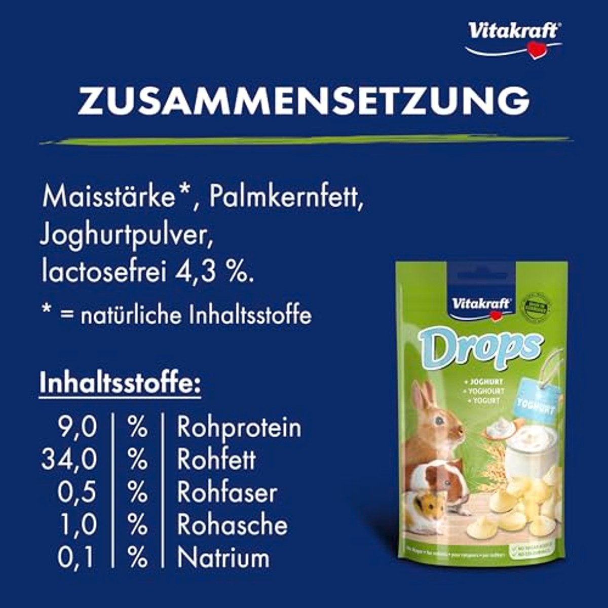 Vitakraft Drops knaagdiersnack yoghurt 9 x 75 g - 6-pack