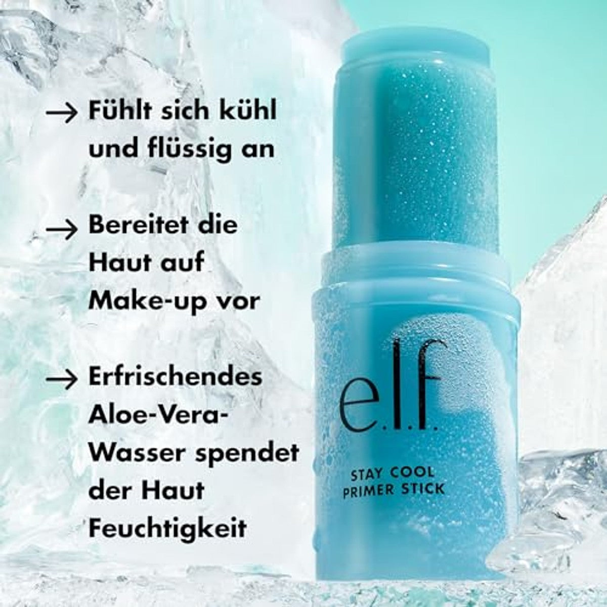 e.l.f. Stay Cool Primer Stick, hydraterende gel-primer, bereidt de huid voor op make-up, geeft een verkoelend gevoel, verrijkt met aloë-water, veganistisch en dierproefvrij – e.l.f.