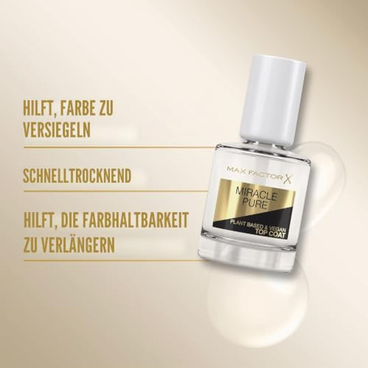 Max Factor Miracle Pure Nail Care Vegan Top Coat 12 ml - 3 stuks