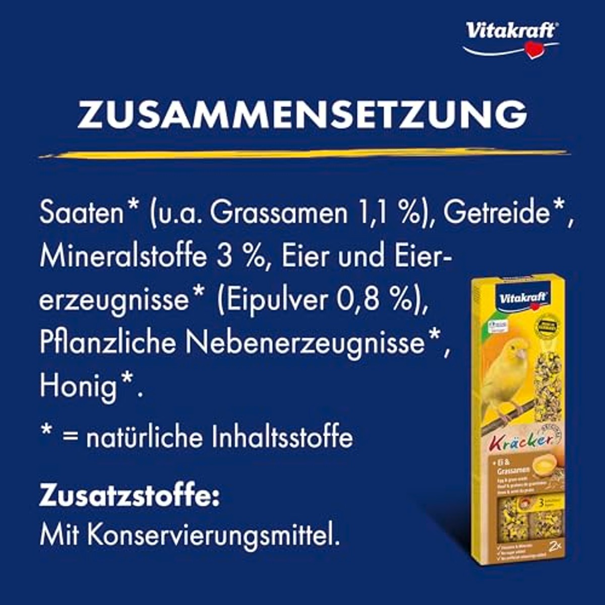Vitakraft Krukkers vogelsnack kanarie ei graszaad 10 x 54 g - 3-pack
