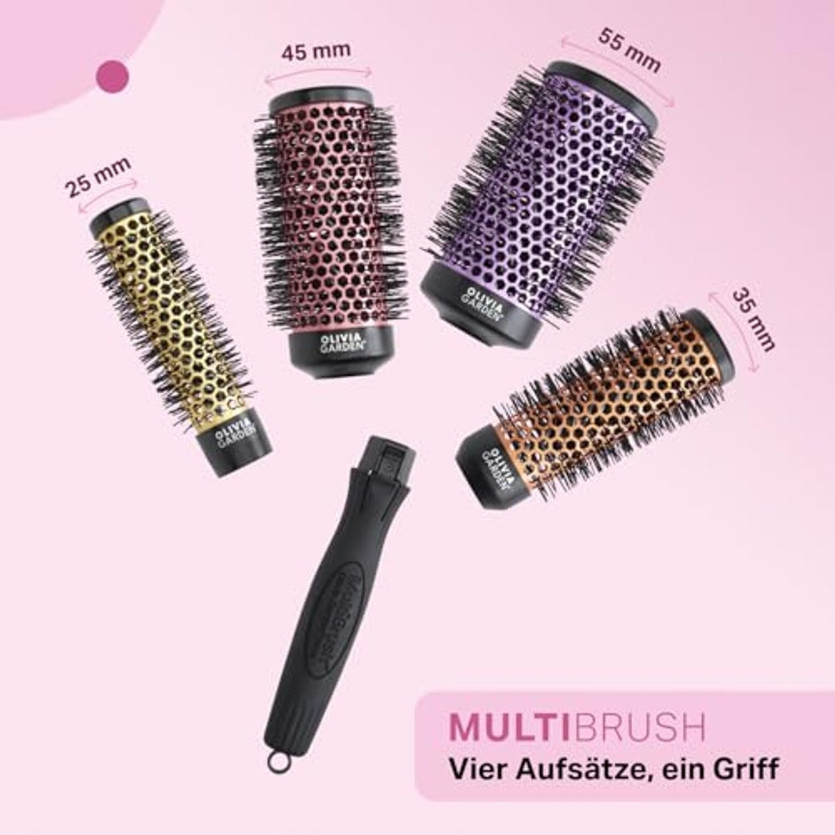 Olivia Garden MultiBrush Travel Kit 4-in-1 Ronde Borstelset 25-55 mm - 6-pack