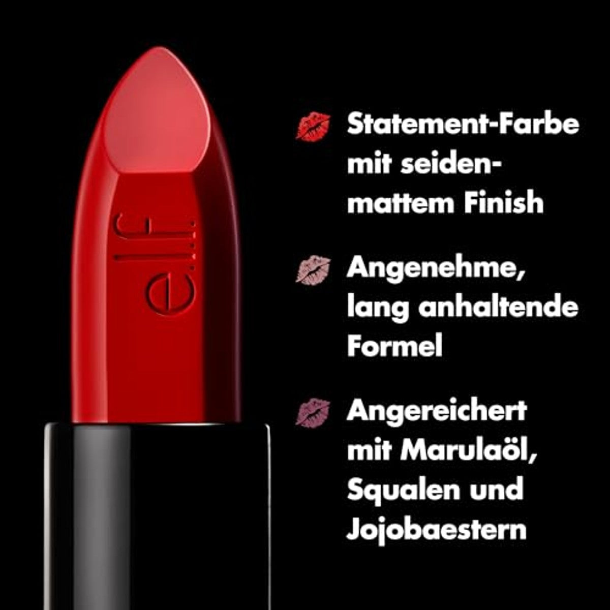 e.l.f. O Face Satin Lipstick, rijk gepigmenteerde, verzorgende en langdurige romige lippenstift met jojoba-infusie, veganistisch en dierproefvrij, Drive – e.l.f.