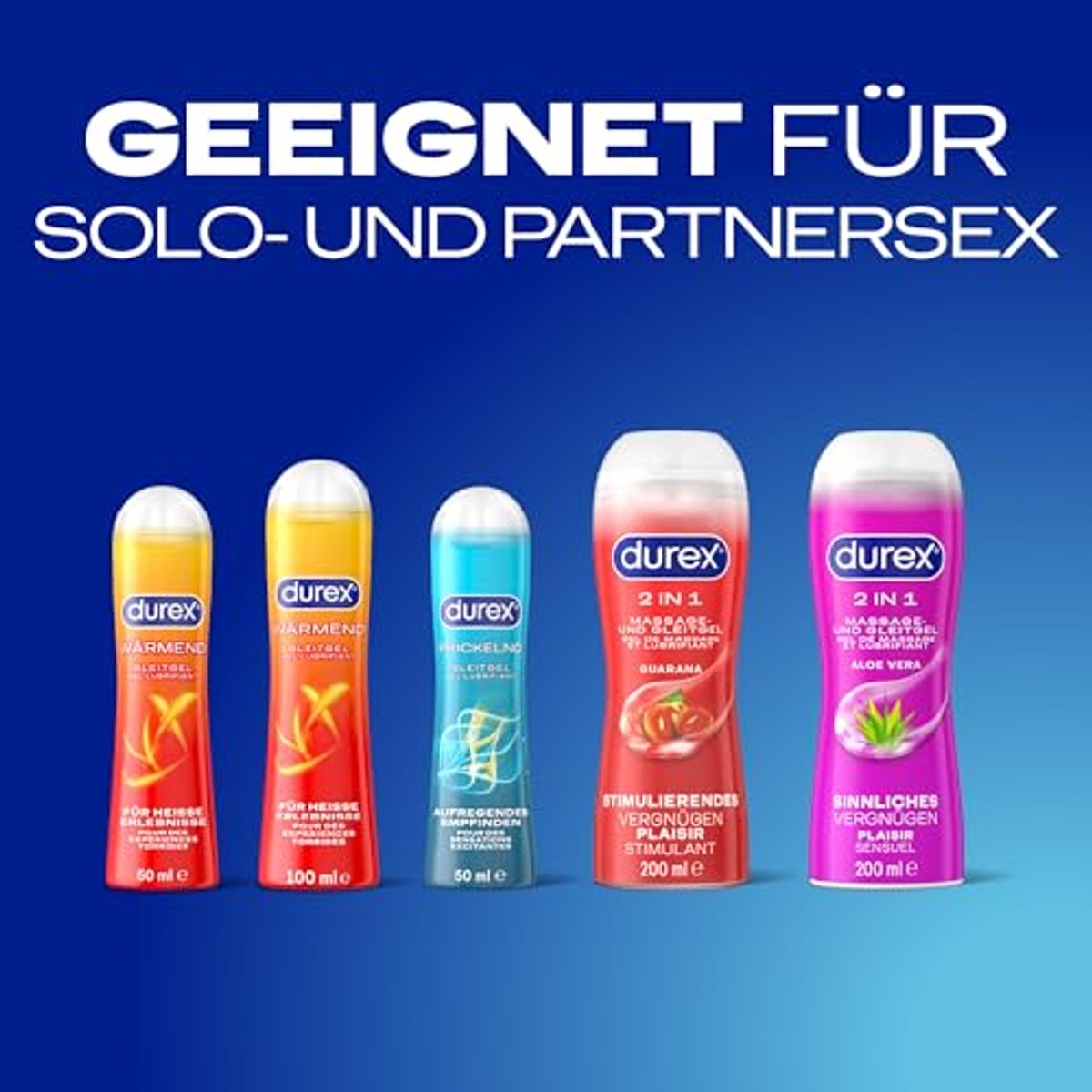 Durex 2-in-1 Massage- en Glijmiddel Aloë Vera 6 x 200 ml - Voordeelverpakking