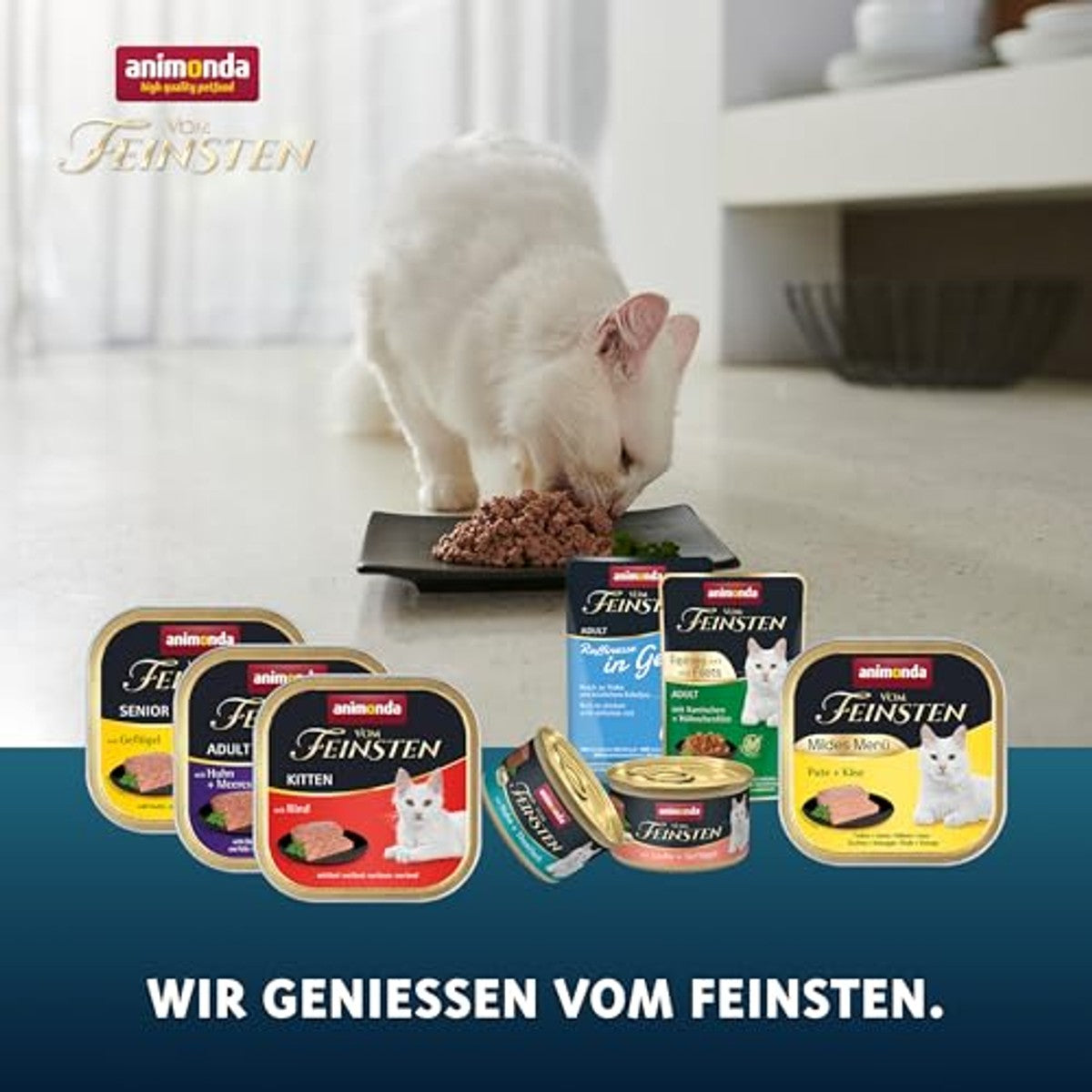 animonda vom Feinsten Senior Katzenfutter nass Nassfutter mit Geflügel (32 x 100 g), Katzenfutter ab 7 Jahren, ohne Getreide ohne Zucker, mit frischen, fleischigen Zutaten – animonda Vom Feinsten