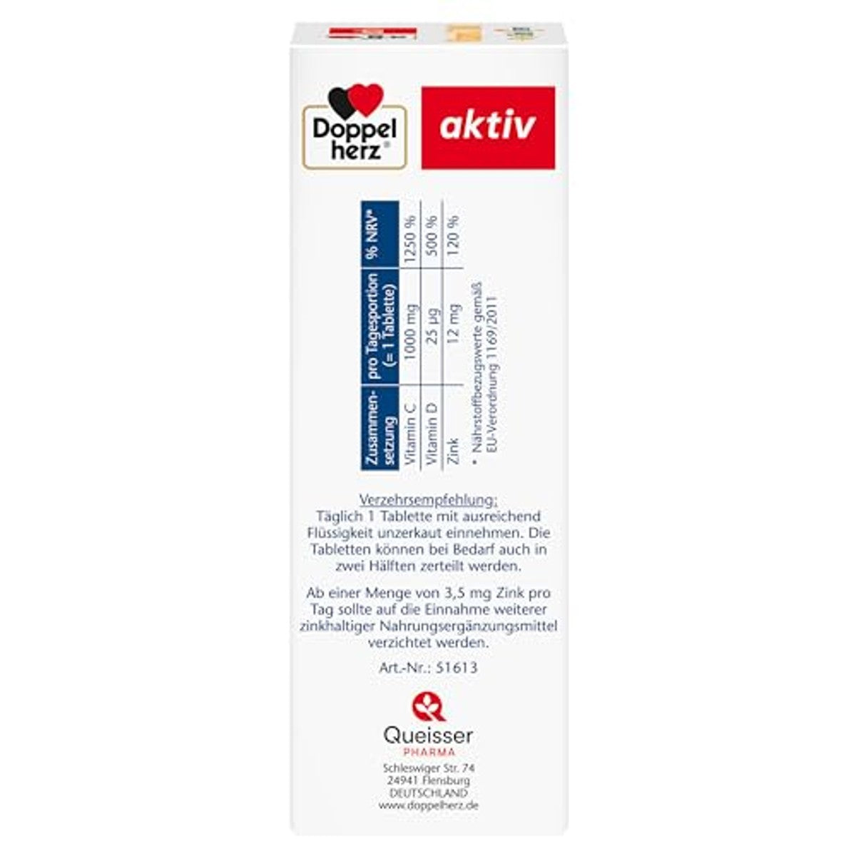 Doppelherz Vitamine C 1000 + D3 + Zink 100 Depot-tabletten (Verpakking van 2) - 6-pack