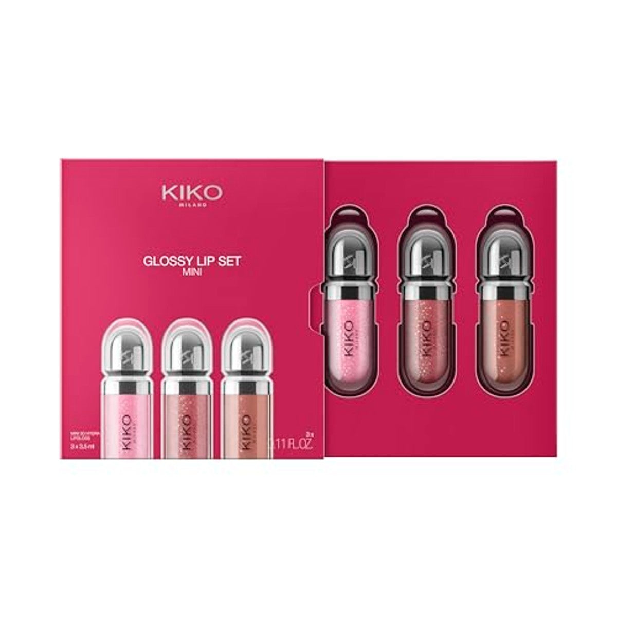 KIKO Milano Glossy Lip Set Mini, lippenset: 3 hydraterende mini-lipgloss met 3D-volumeffect – Kiko Milano