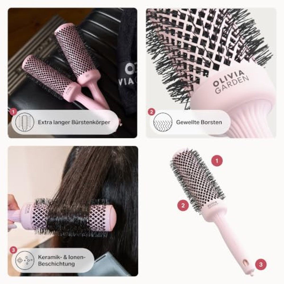 Olivia Garden Expert Blowout Speed - Pastelroze - 35 - Keramische ronde borstel met extra lange barrel voor 25% snellere blowouts