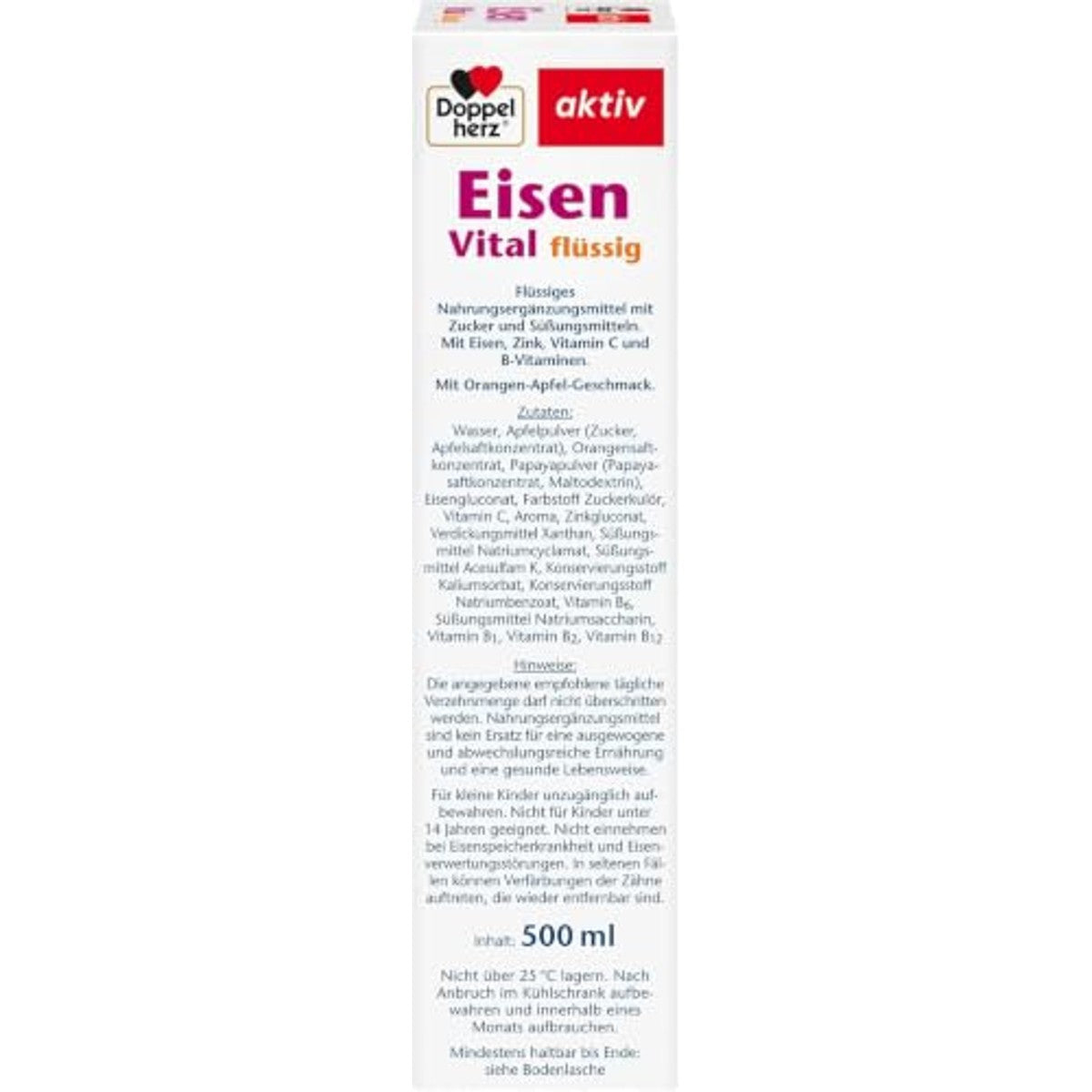 Doppelherz IJzer Vital Vloeibaar met Sinaasappelsmaak 500 ml - 3-pack