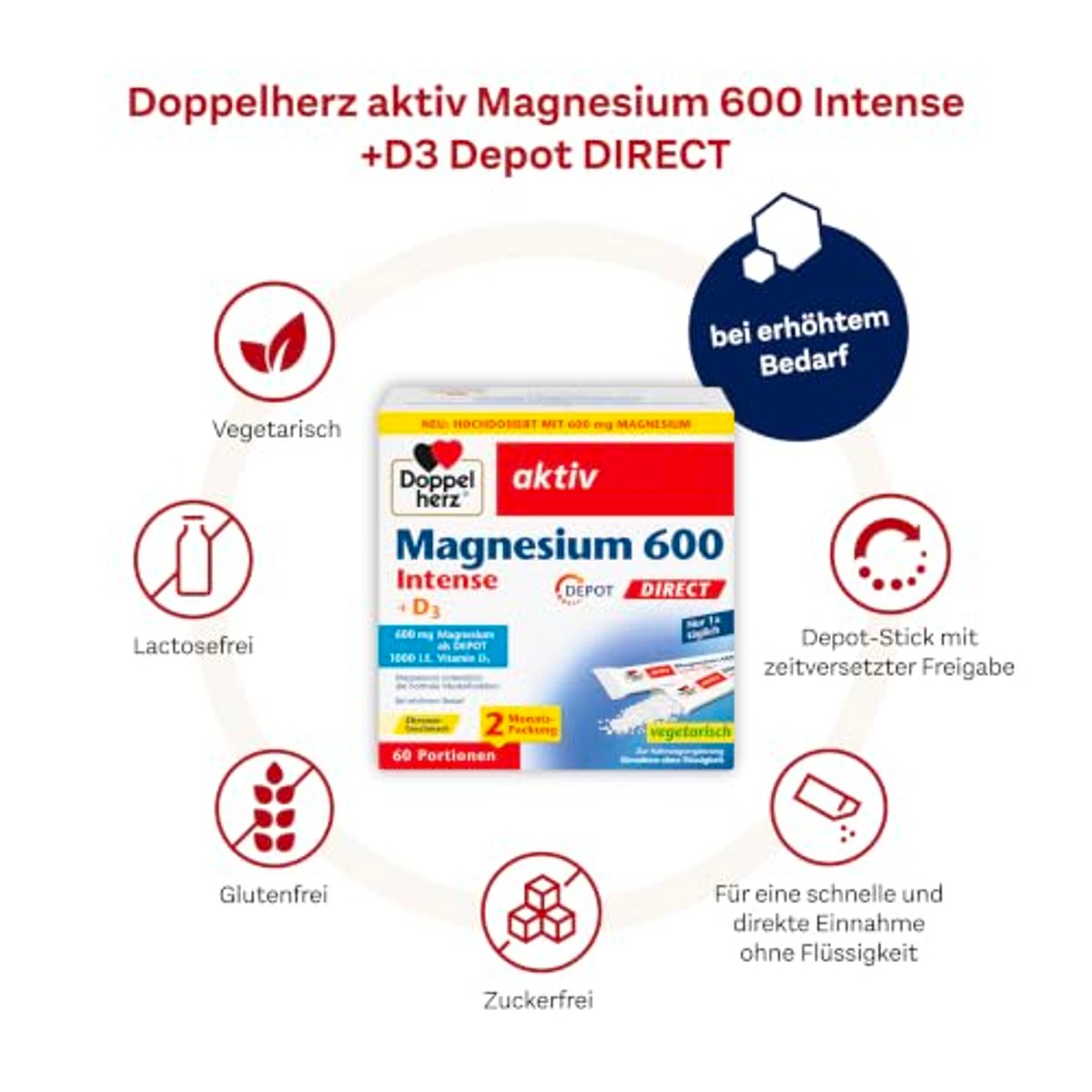Doppelherz Magnesium 600 Intense + D3 Depot Direct Citroensmaak 60 Porties - 3-pack