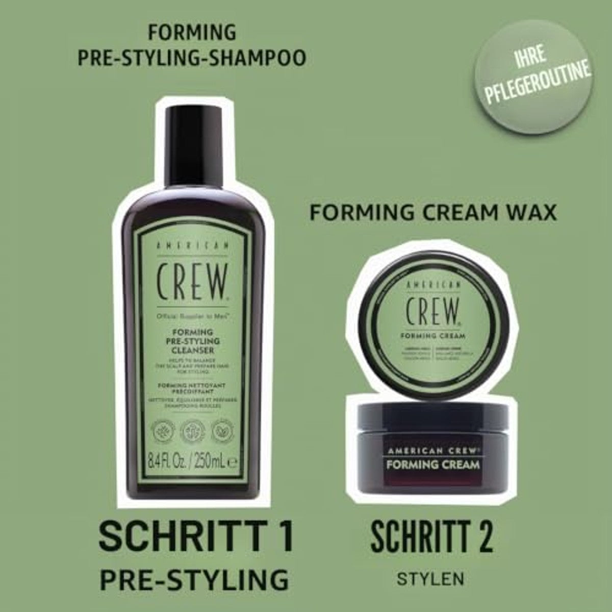 American Crew Forming Pre-Styling Shampoo 250 ml & Vormende Crème 50 g - 3-pack