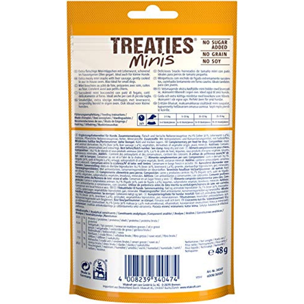 Vitakraft Hondensnack Treaties Minis Leverworst 8 x 48 g & Beef Stick Rustico 7 x 55 g - 3-pack