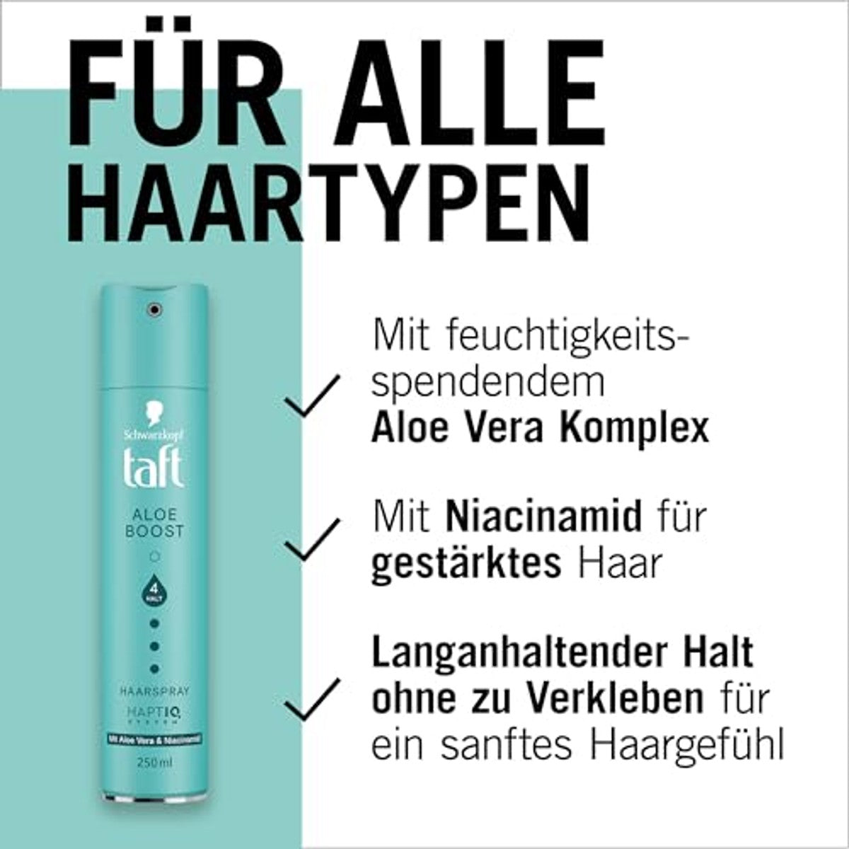 TAFT Haarspray Aloë Boost houdgraad 4 6 x 250 ml - Voordeelverpakking