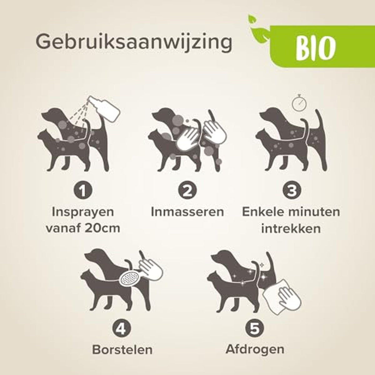 Beaphar ECOCERT droge shampoo hond & kat 200 ml - 3-pack