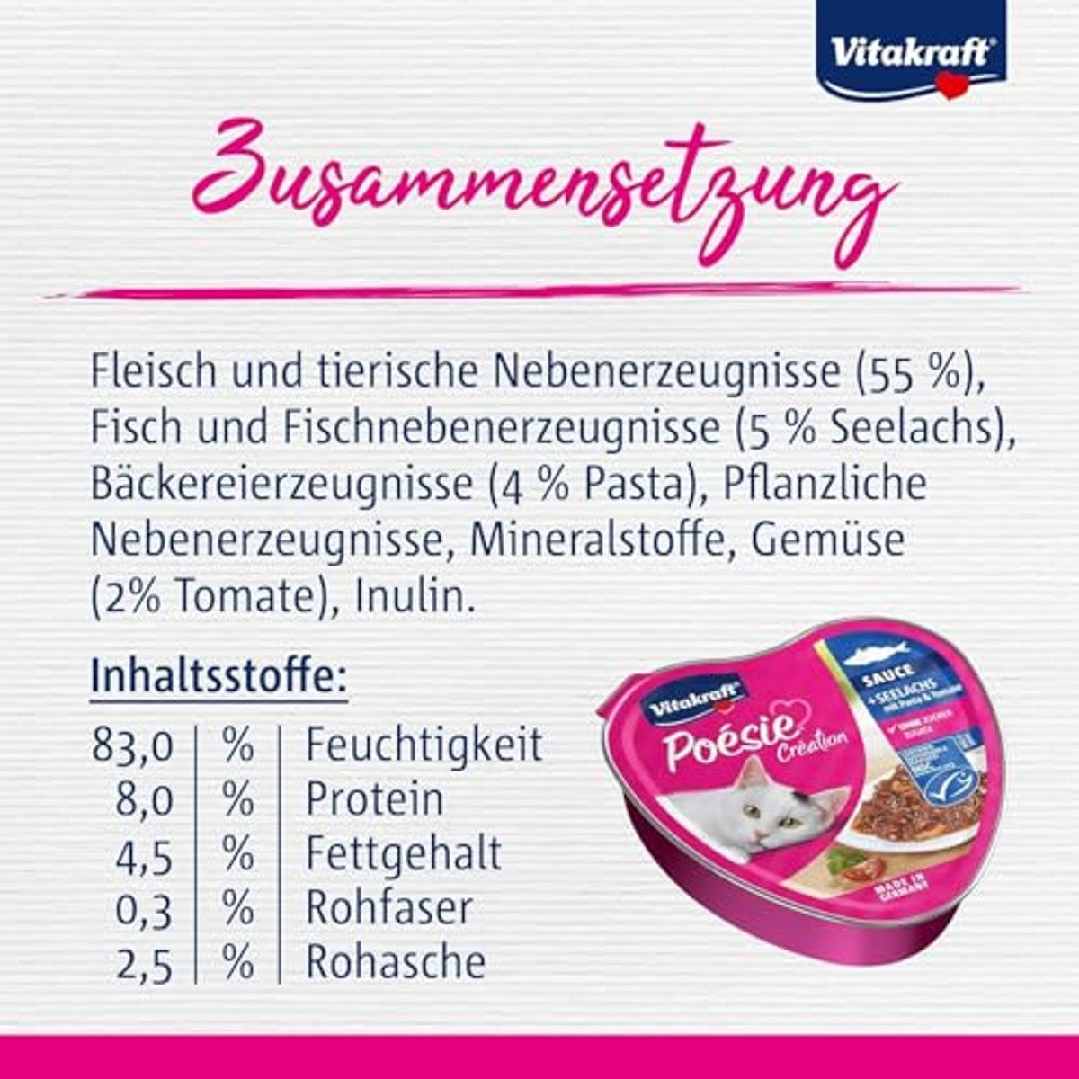 Vitakraft Poésie Création natvoer kattenvoer koolvis 1 x 85 g - 6-pack