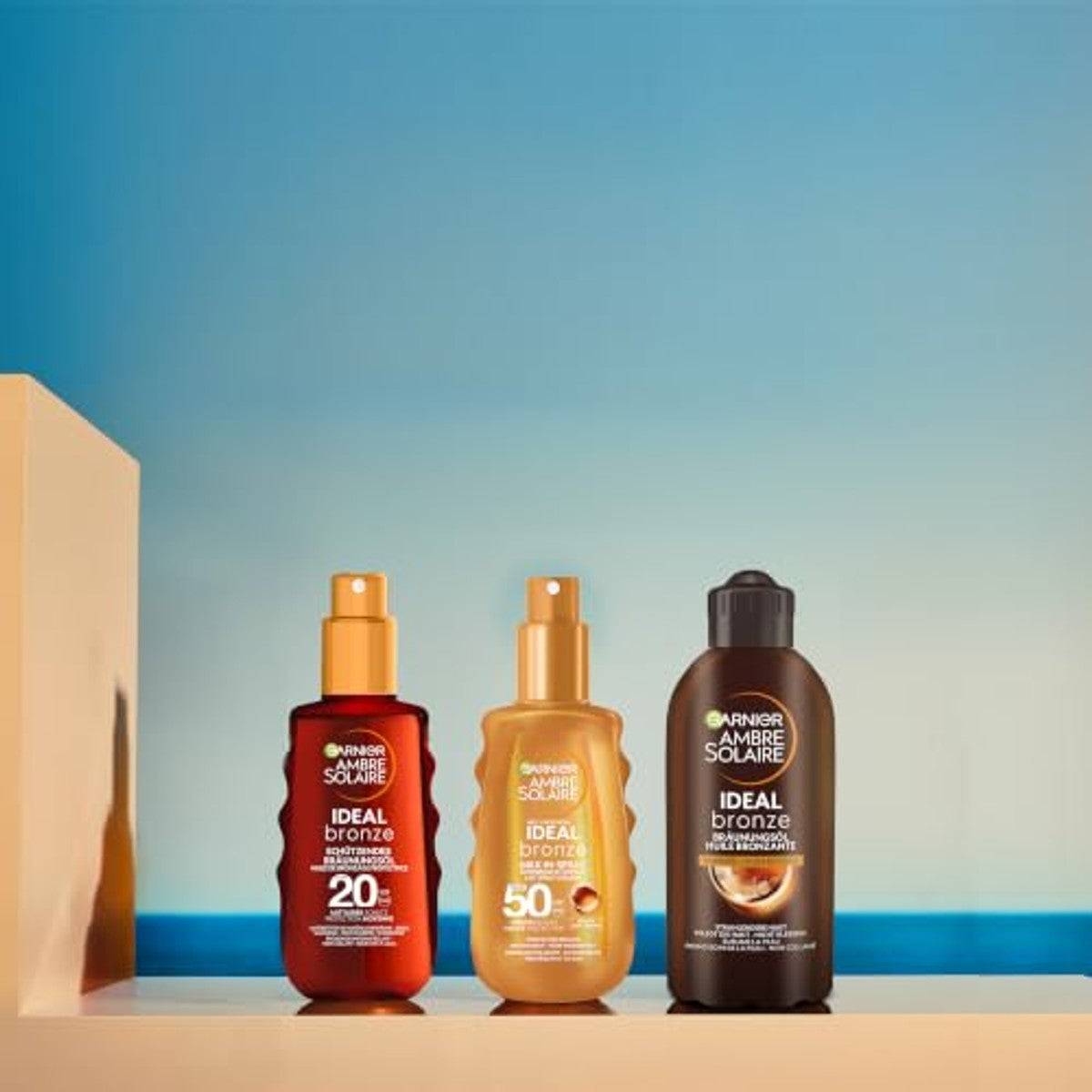 Garnier Ambre Solaire Ideal Bronze zonneolie 3 x 200 ml - Voordeelverpakking